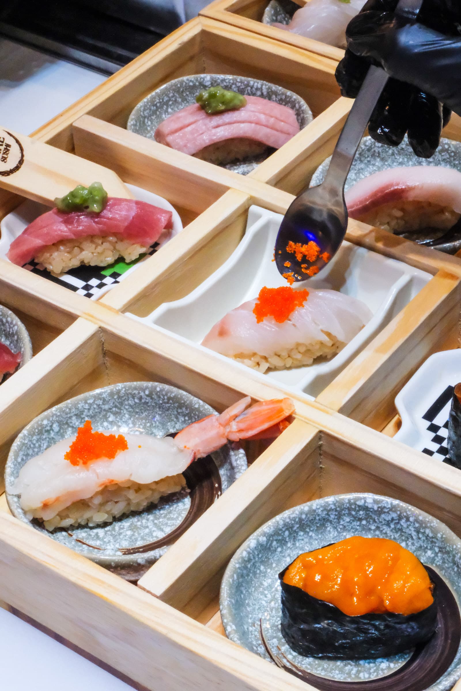 Omakase box with assorted nigiri